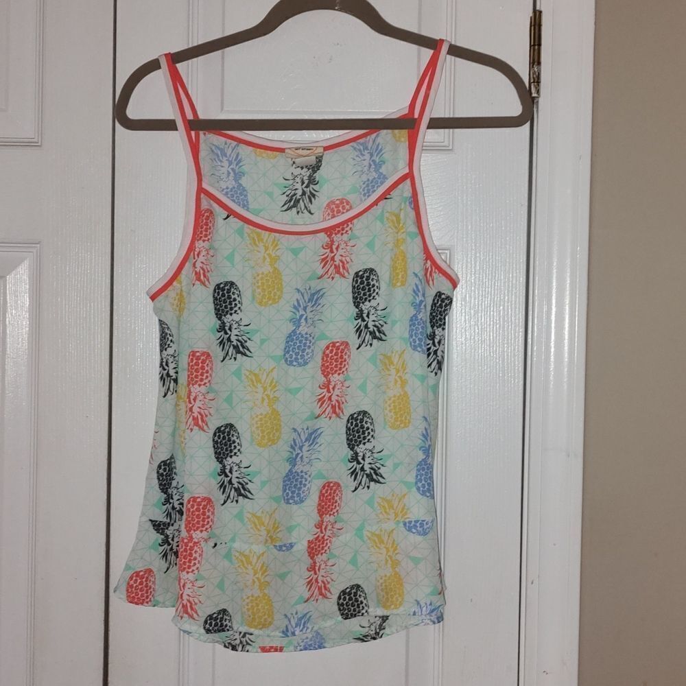 Self Esteem pineapple tank  top  sheer blouse  Sz XL NWOT